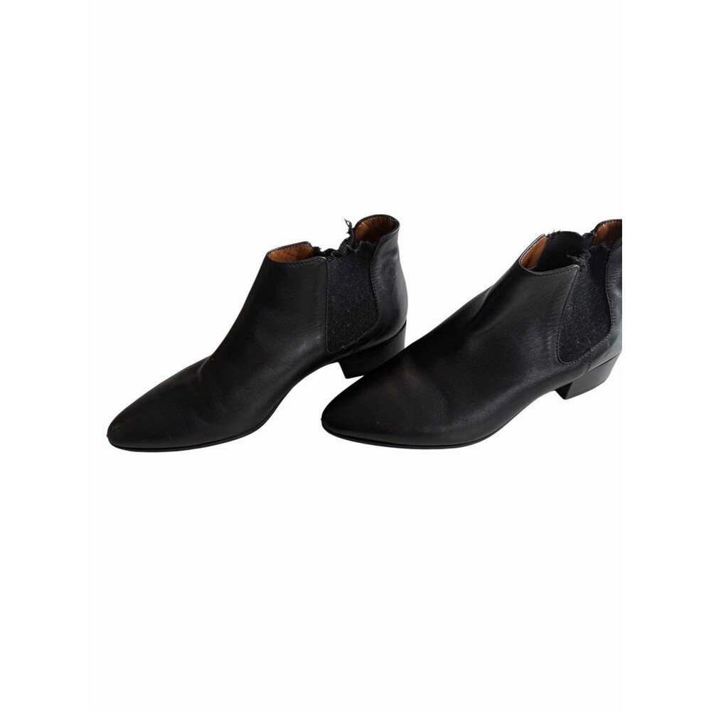 Aquatalia Women's Black Leather Chelsea Ankle Boots 6.5 Pointed Toe Pull-On